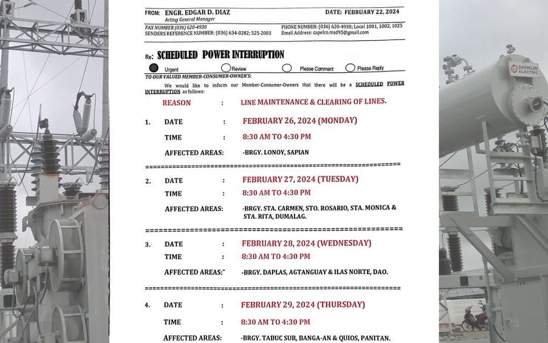 SCHEDULED POWER INTERRUPTION