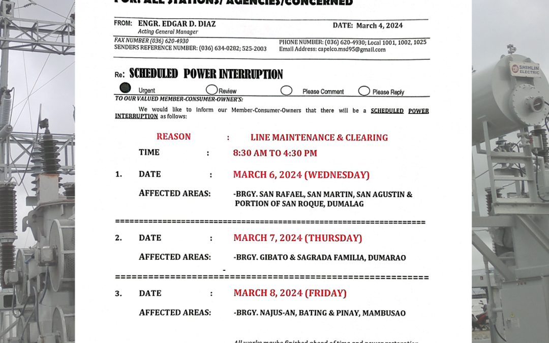 SCHEDULED POWER INTERRUPTION