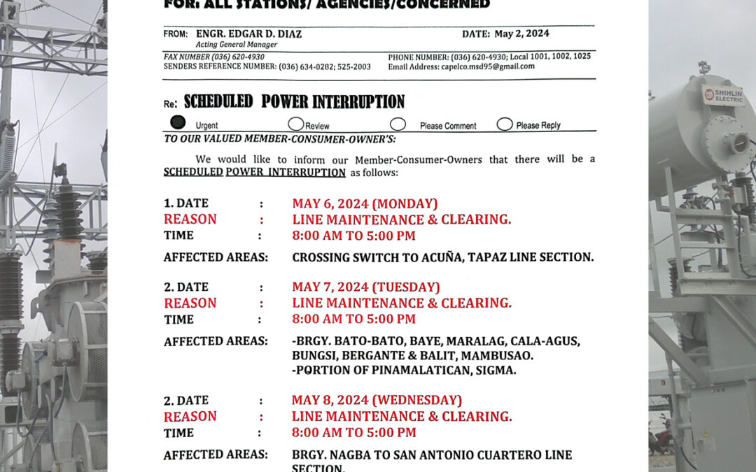 SCHEDULED POWER INTERRUPTION