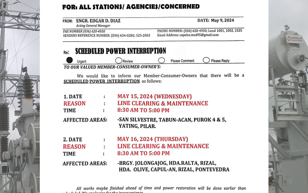 SCHEDULED POWER INTERRUPTION