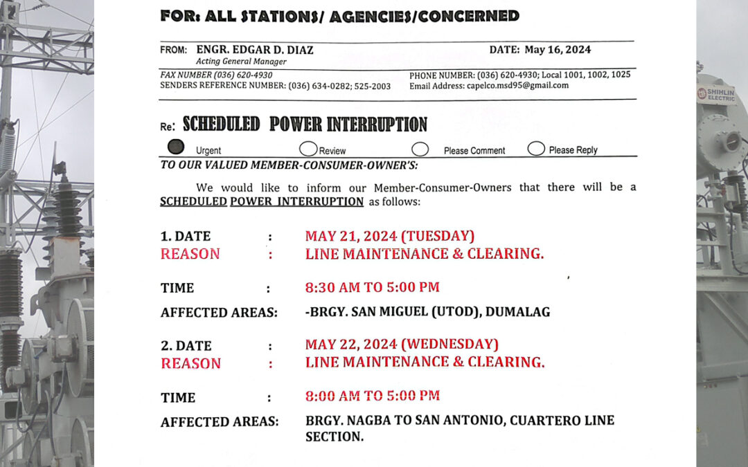 SCHEDULED POWER INTERRUPTION