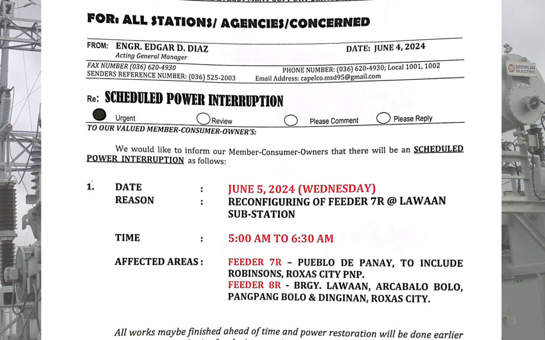 SCHEDULED POWER INTERRUPTION