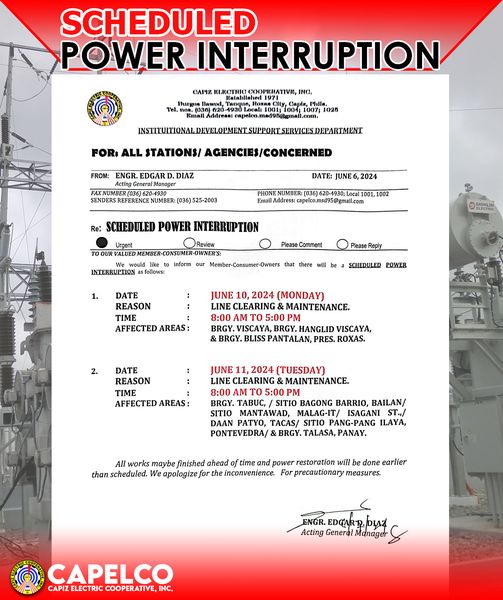 SCHEDULED POWER INTERRUPTION