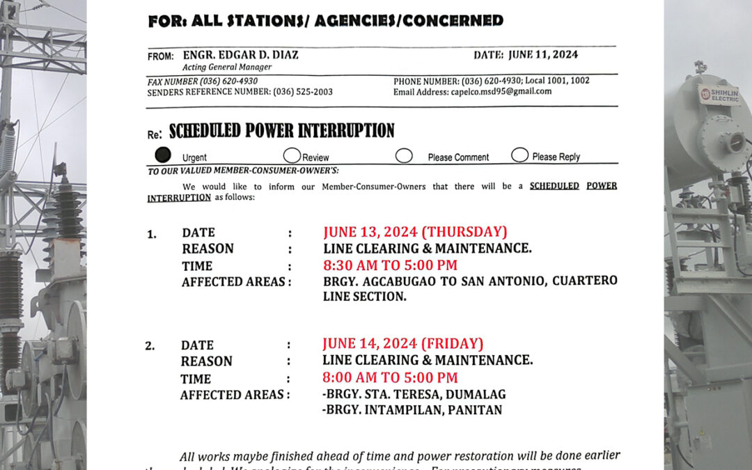 SCHEDULED POWER INTERRUPTION