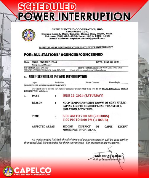 SCHEDULED POWER INTERRUPTION