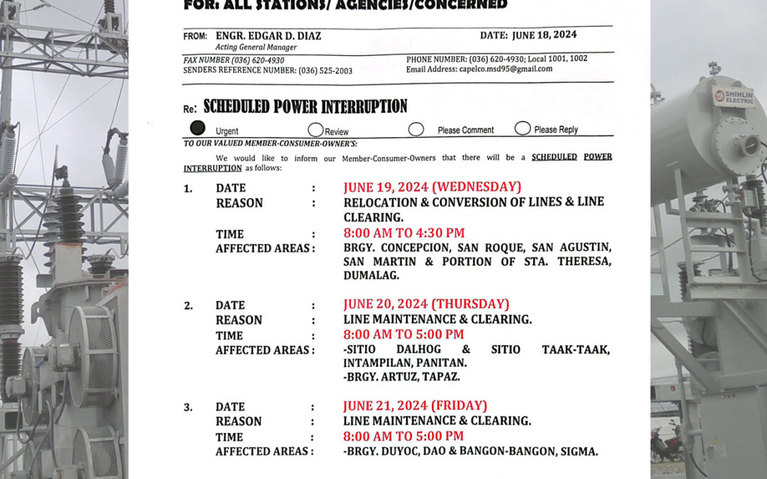 SCHEDULED POWER INTERRUPTION