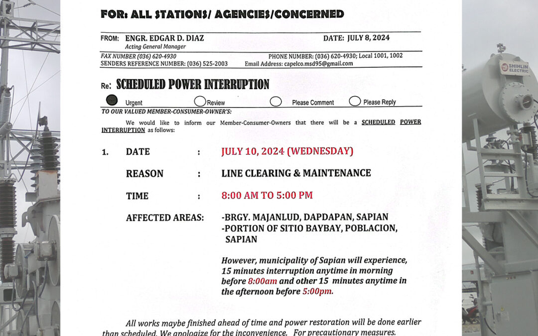 SCHEDULED POWER INTERRUPTION