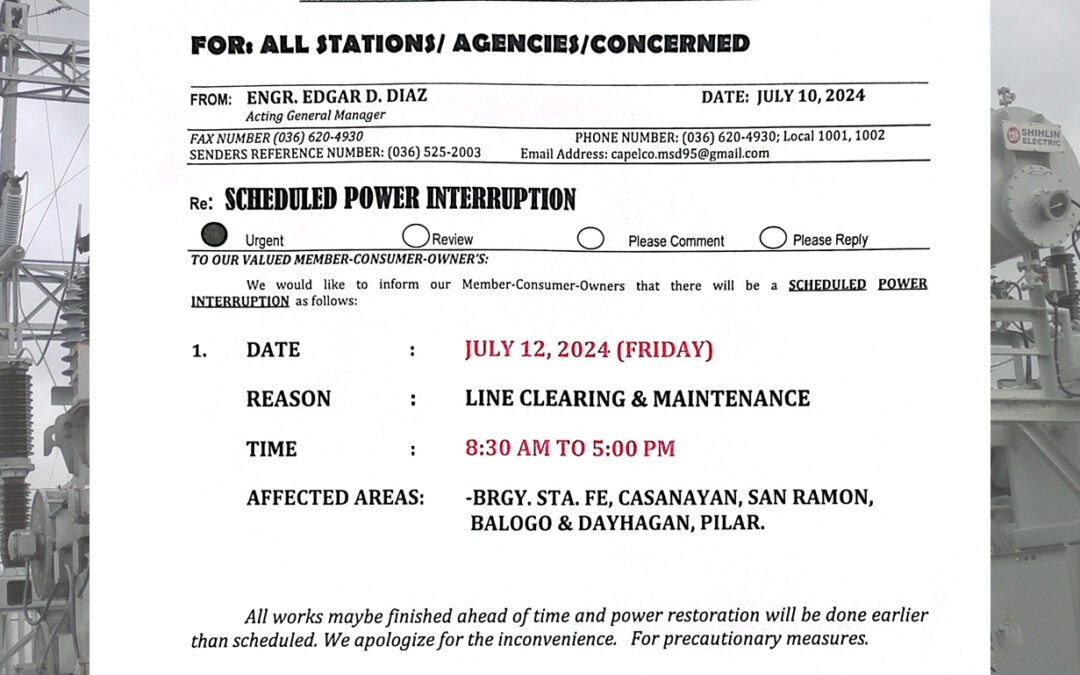 SCHEDULED POWER INTERRUPTION