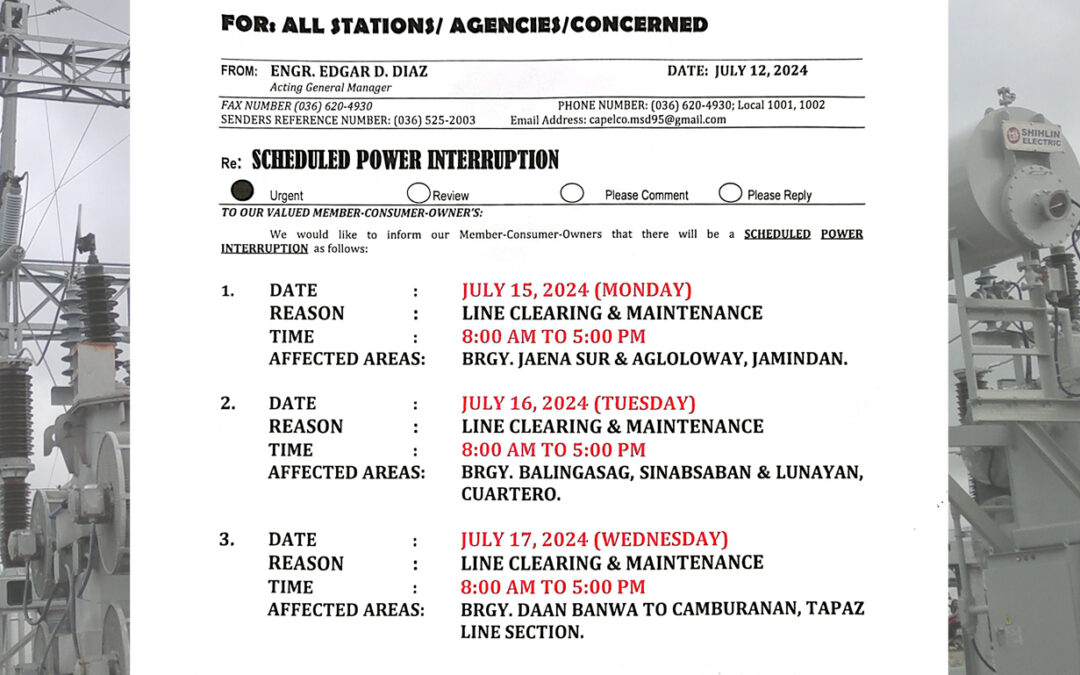 SCHEDULED POWER INTERRUPTION