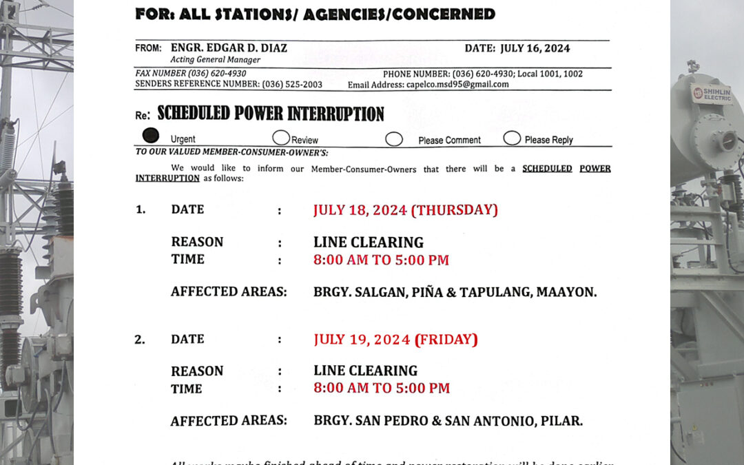 SCHEDULED POWER INTERRUPTION