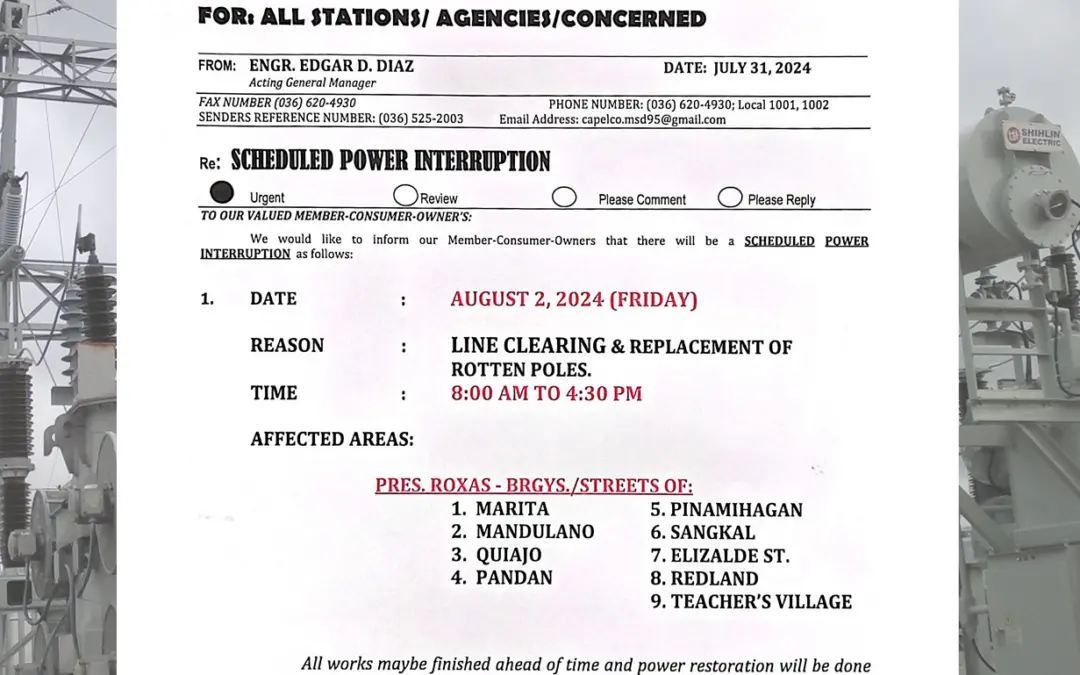 SCHEDULED POWER INTERRUPTION