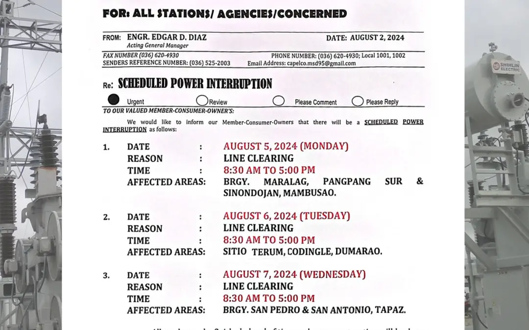 SCHEDULED POWER INTERRUPTION