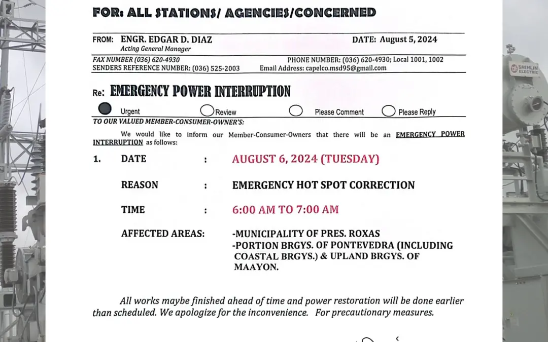 SCHEDULED POWER INTERRUPTION