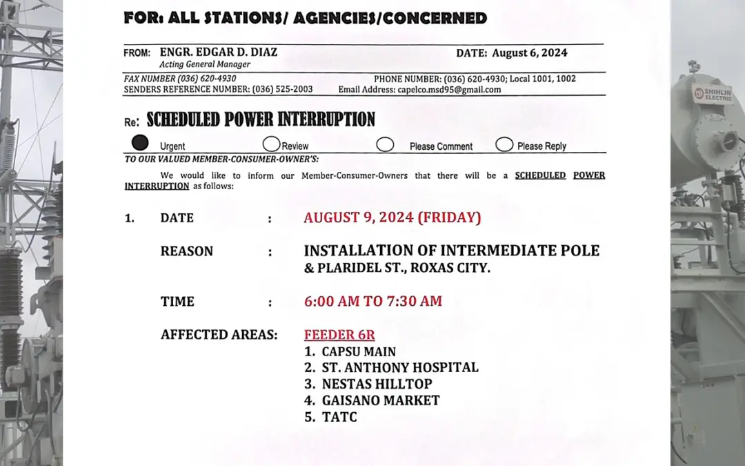 SCHEDULED POWER INTERRUPTION