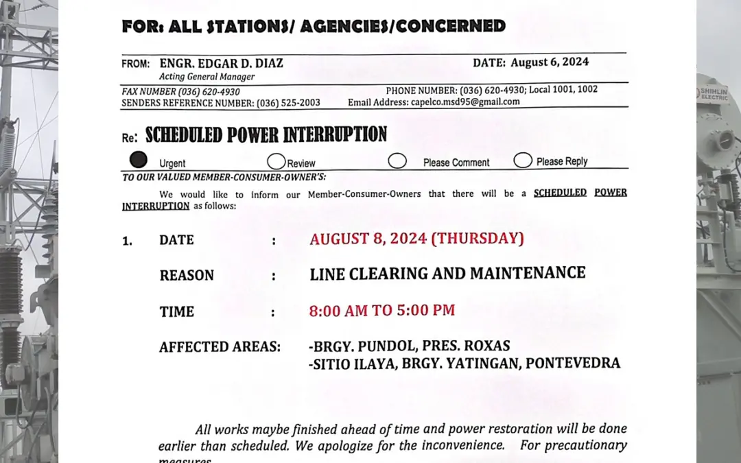 SCHEDULED POWER INTERRUPTION