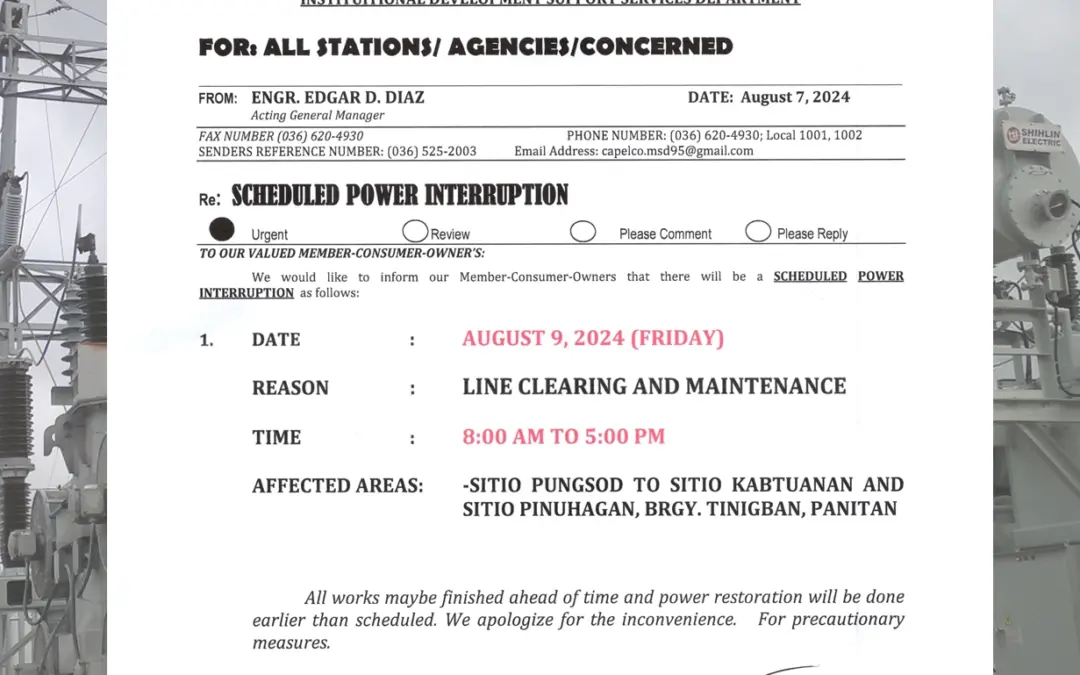 SCHEDULED POWER INTERRUPTION