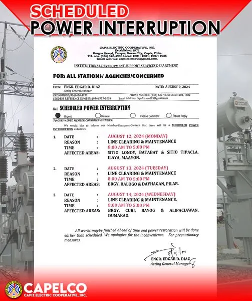 SCHEDULED POWER INTERRUPTION