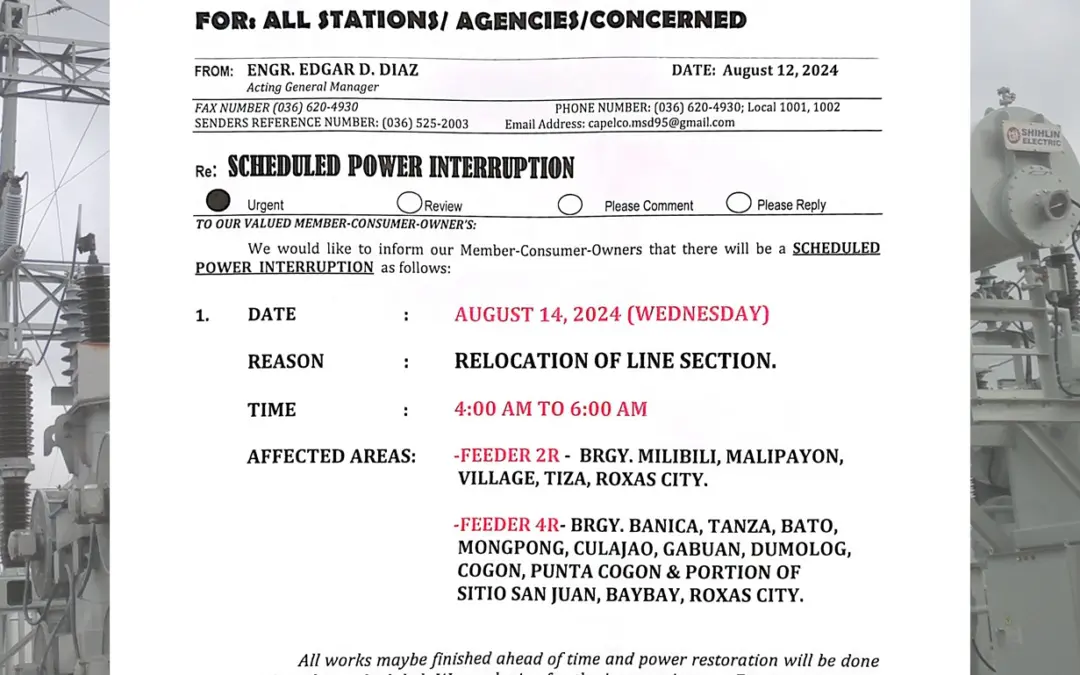 SCHEDULED POWER INTERRUPTION