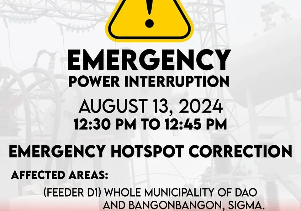 SCHEDULED EMERGENCY POWER INTERRUPTION