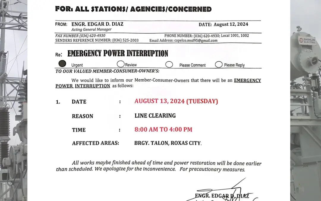 SCHEDULED POWER INTERRUPTION