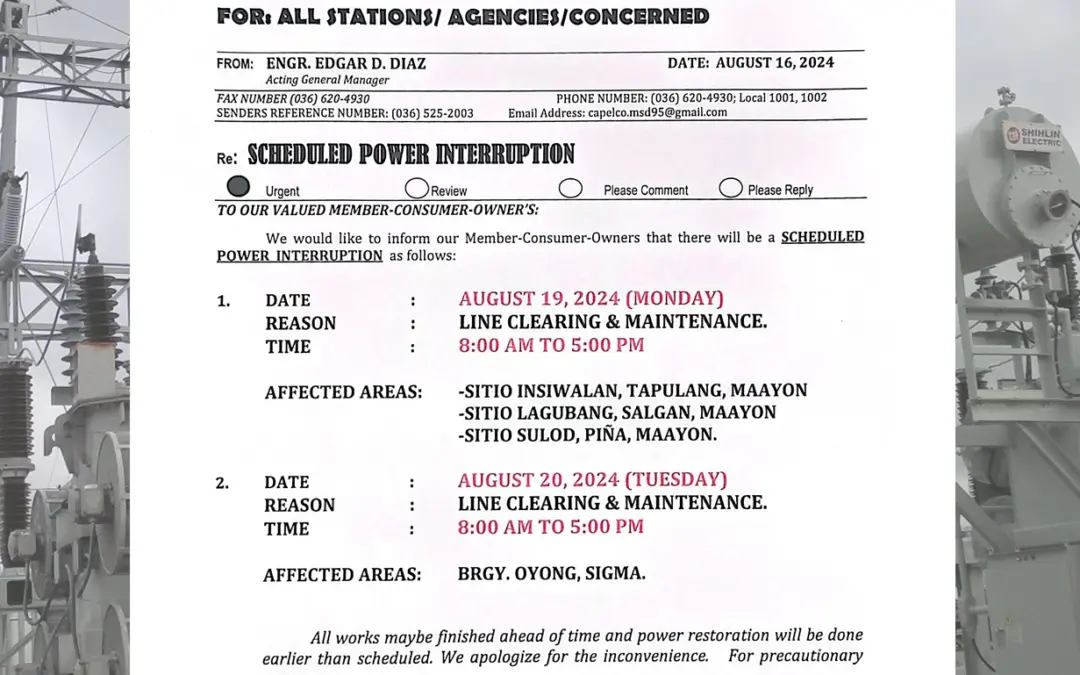 SCHEDULED POWER INTERRUPTION