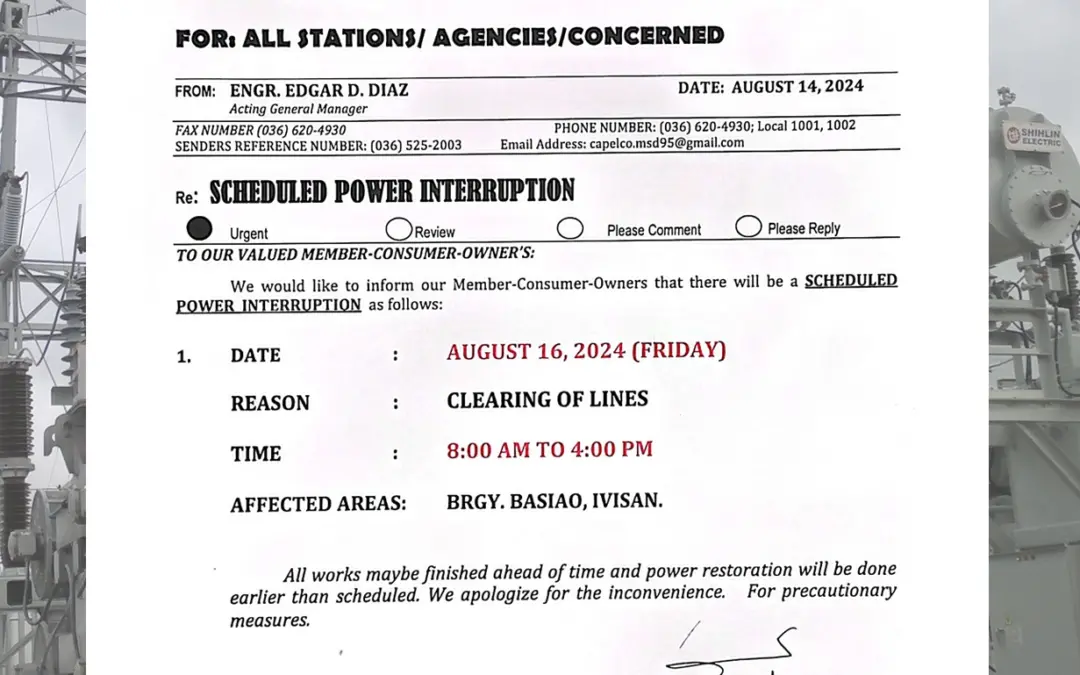 SCHEDULED POWER INTERRUPTION