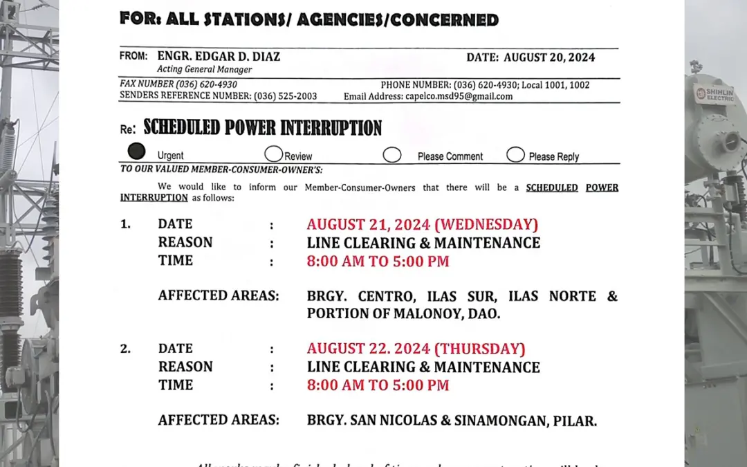 SCHEDULED POWER INTERRUPTION