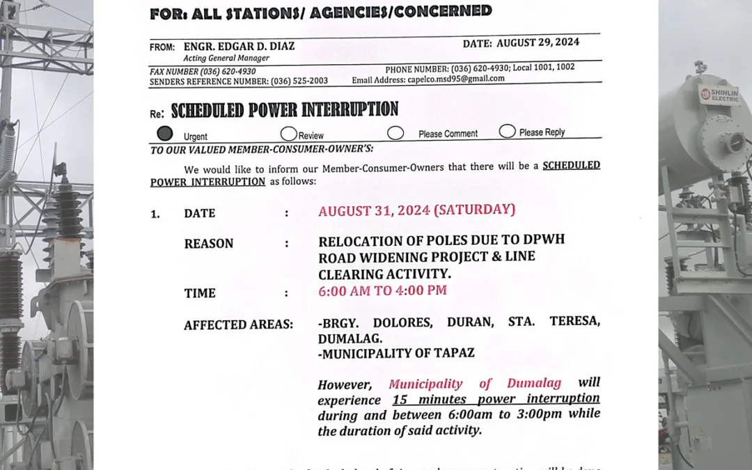 SCHEDULED POWER INTERRUPTION