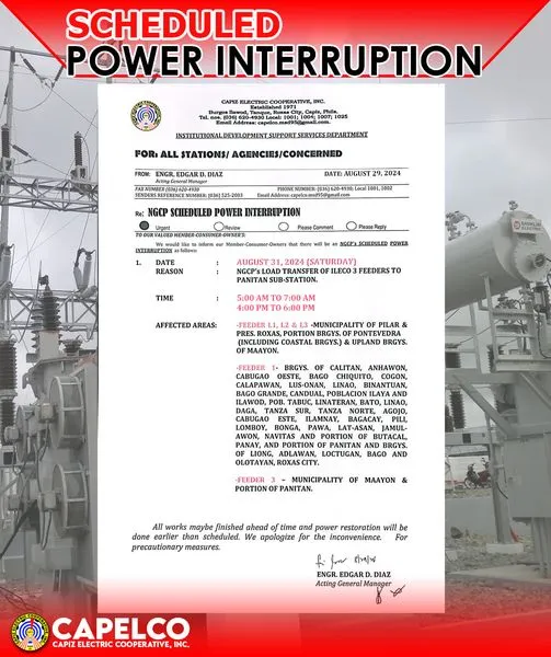 SCHEDULED POWER INTERRUPTION