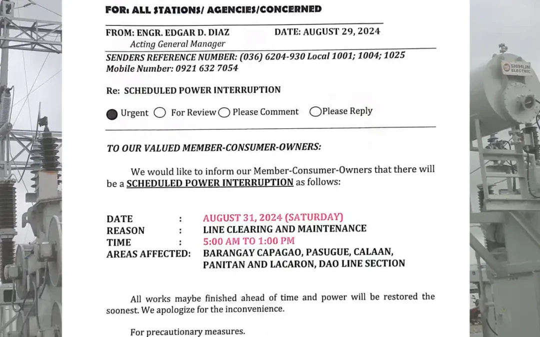 SCHEDULED POWER INTERRUPTION