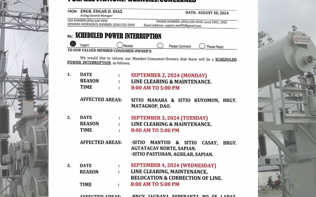 SCHEDULED POWER INTERRUPTION