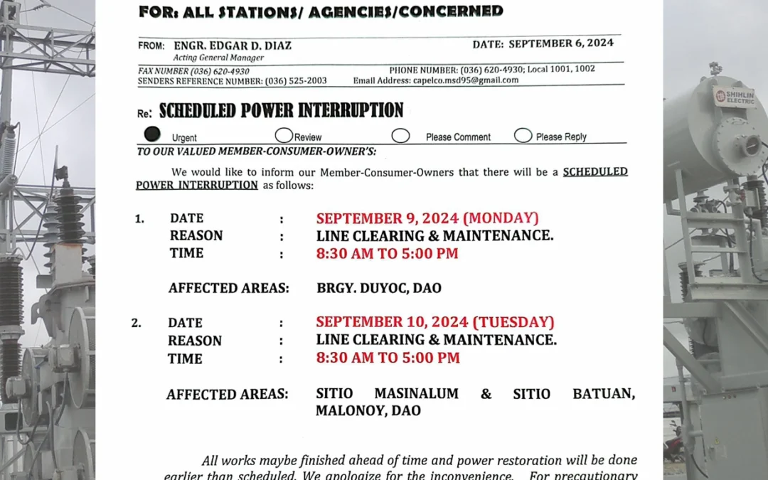 SCHEDULED POWER INTERRUPTION