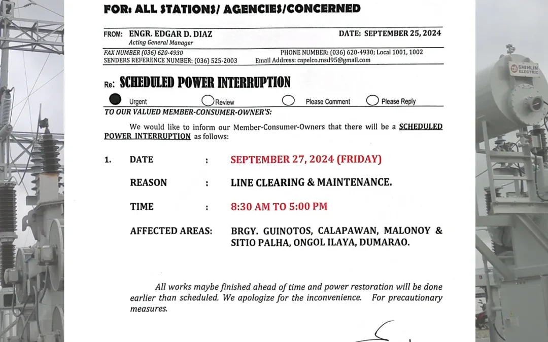 SCHEDULED POWER INTERRUPTION