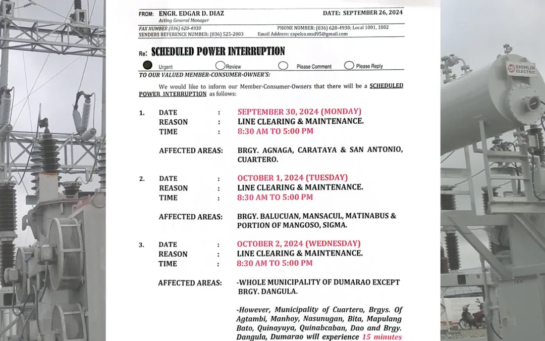 SCHEDULED POWER INTERRUPTION