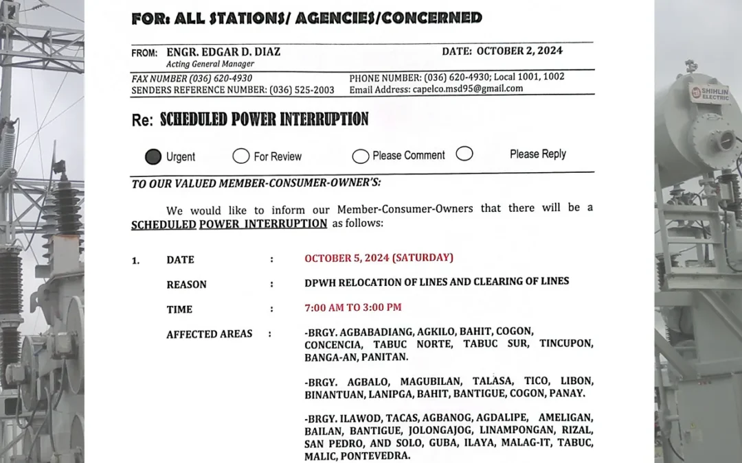 SCHEDULED POWER INTERRUPTION