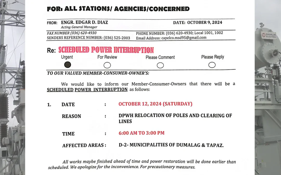 SCHEDULED POWER INTERRUPTION