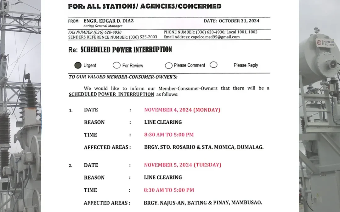 SCHEDULED POWER INTERRUPTION