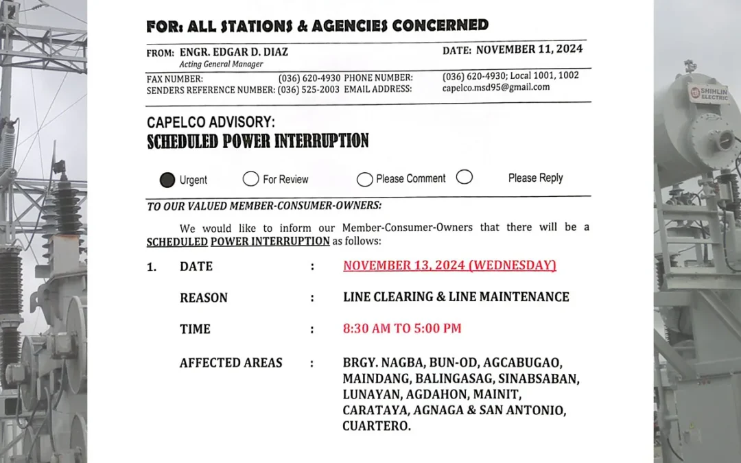 SCHEDULED POWER INTERRUPTION