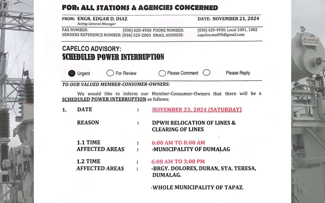 SCHEDULED POWER INTERRUPTION