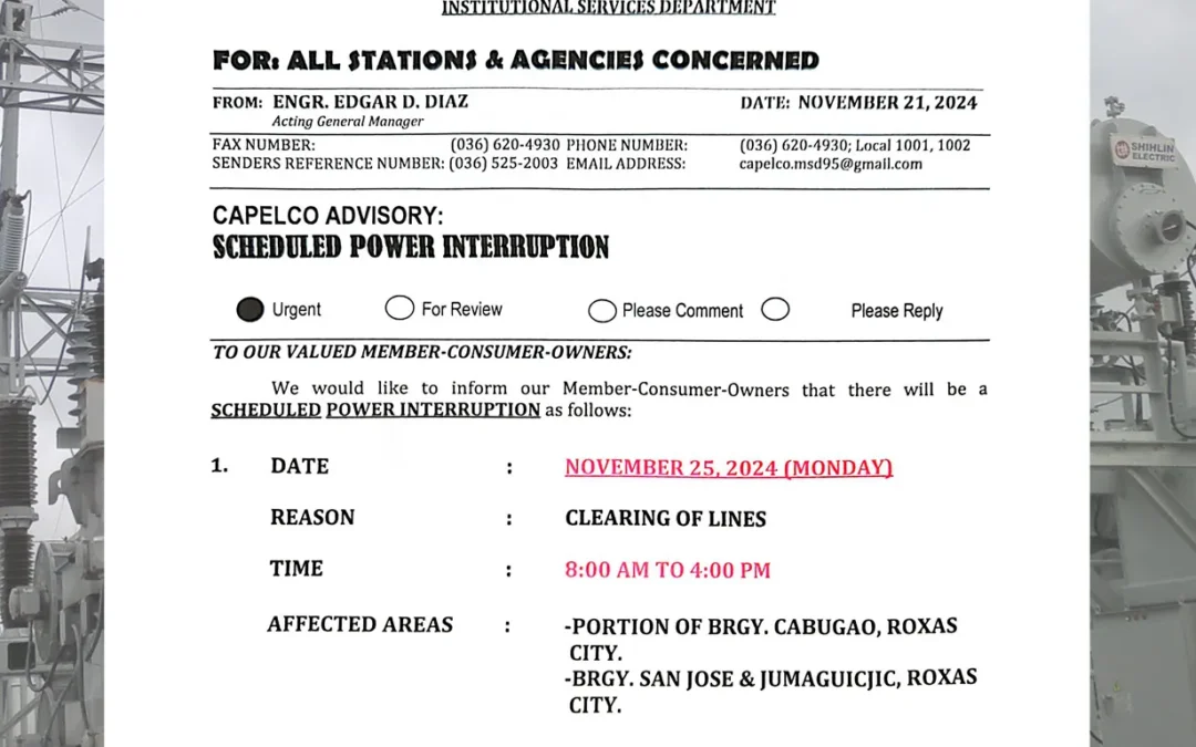 SCHEDULED POWER INTERRUPTION