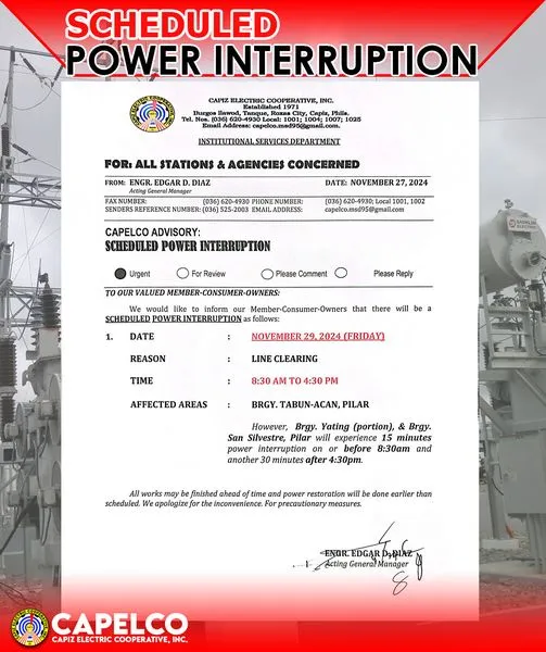 SCHEDULED POWER INTERRUPTION