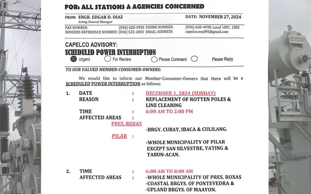 SCHEDULED POWER INTERRUPTION