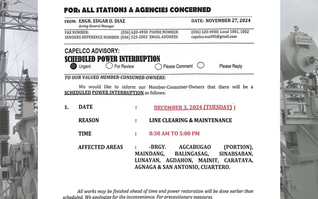 SCHEDULED POWER INTERRUPTION