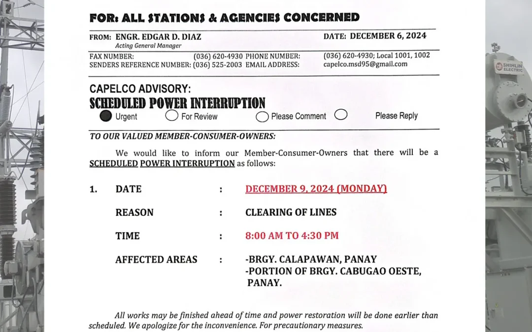 SCHEDULED POWER INTERRUPTION