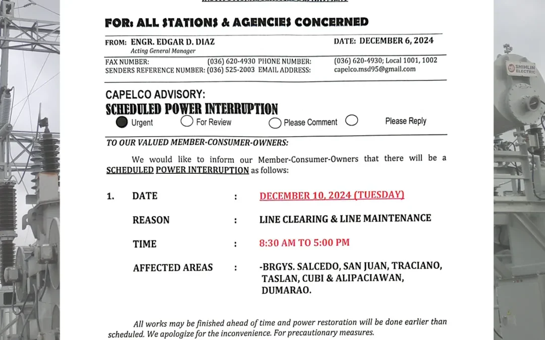 SCHEDULED POWER INTERRUPTION