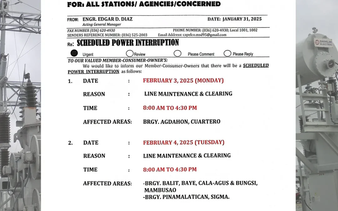 SCHEDULED POWER INTERRUPTION