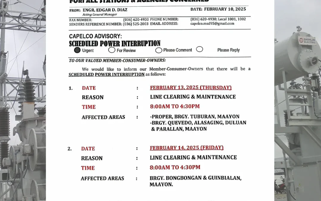 SCHEDULED POWER INTERRUPTION