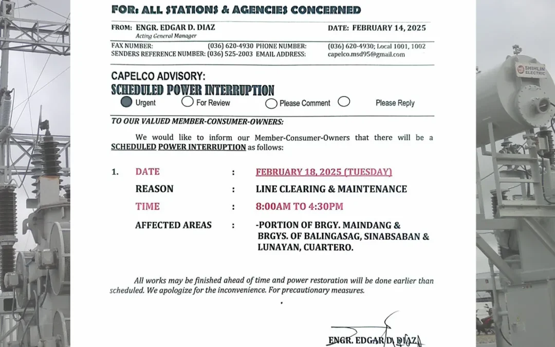 SCHEDULED POWER INTERRUPTION