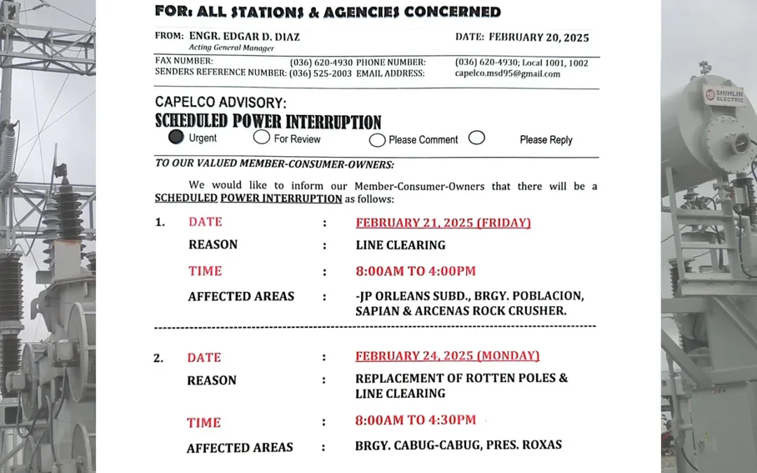 SCHEDULED POWER INTERRUPTION