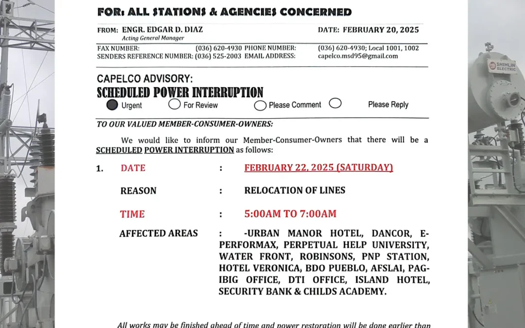 SCHEDULED POWER INTERRUPTION